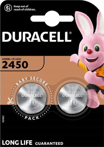 2 Duracell CR2450 knoopcel batterijen