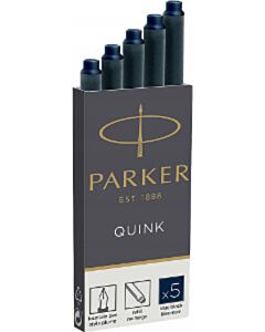 5 Inktpatronen Parker Quink blauw/zwart permanent