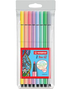 Stabilo pen 68 viltstiften etui 8 pastel kleuren